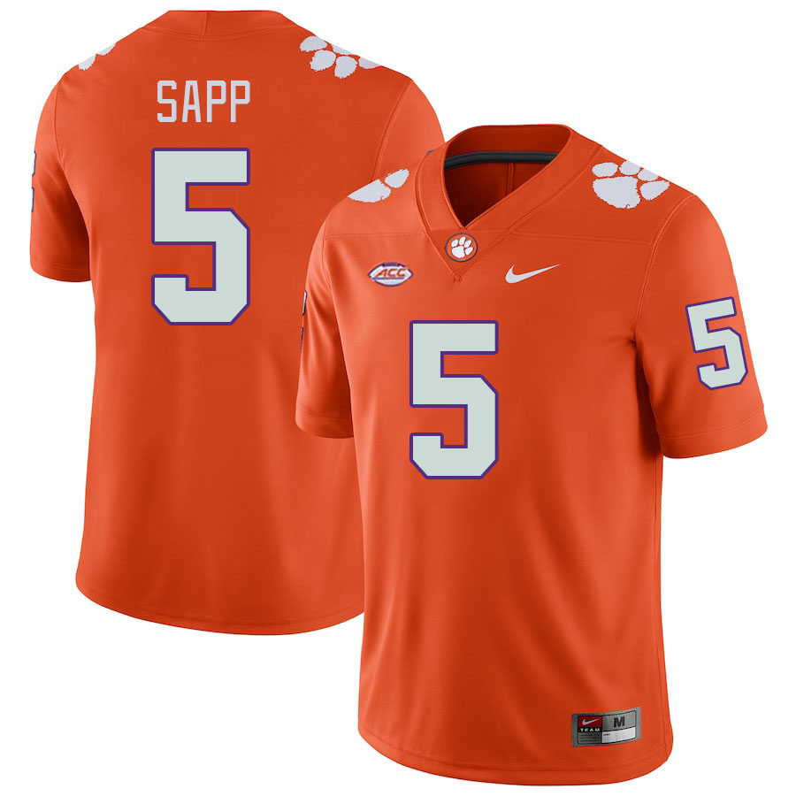 Men #5 Josh Sapp Clemson Tigers College Football Jerseys Stitched-Orange